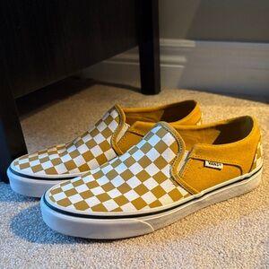 Vans Mustard Checkered Slip-On Sneakers